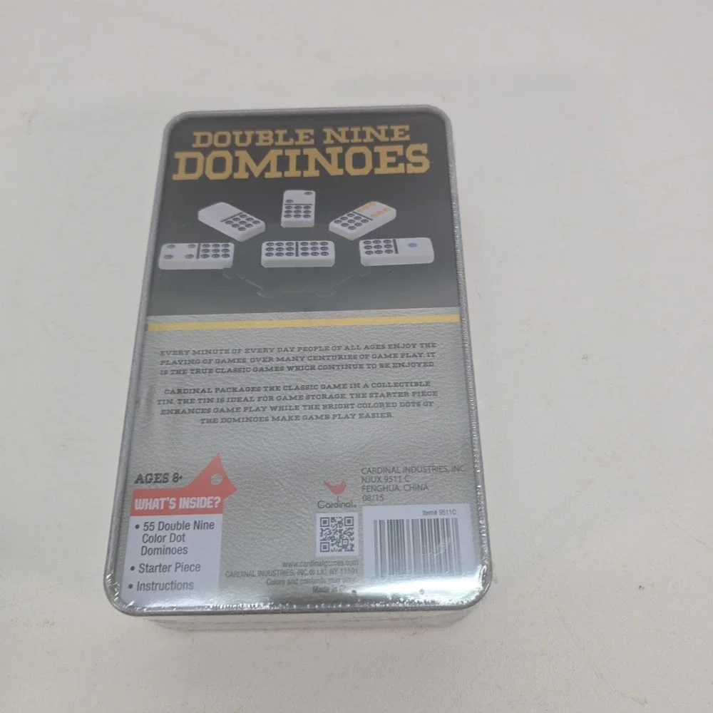 Vintage Cardinal Premier Edition Double Nine Jumbo Color Dot Dominoes Complete